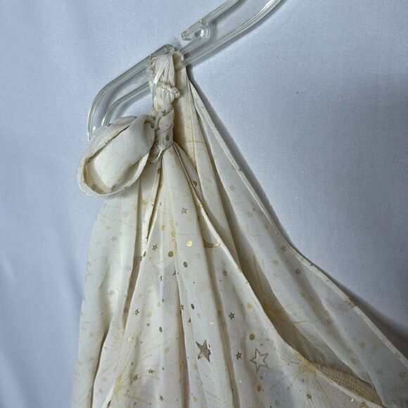 Torrid Stars Celestial Chiffon Foil Ruched One Shoulder Crop Top. Size 2. - Picture 6 of 10